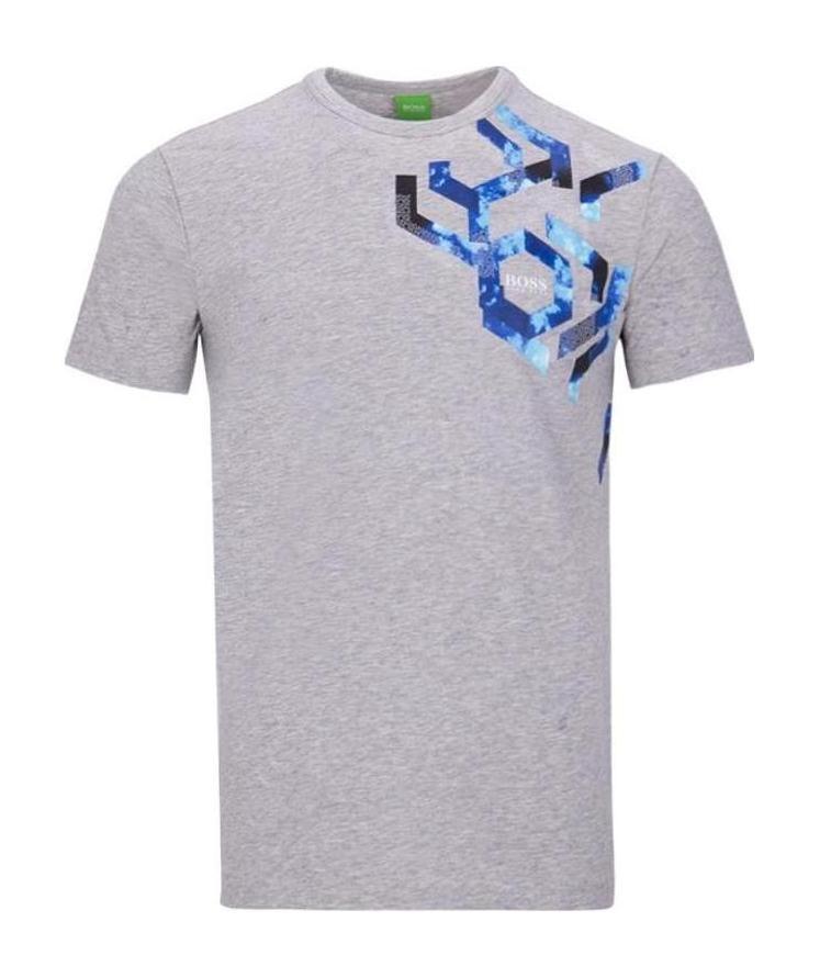 Hugo Boss Round-necked Logo T-shirt In Gray
