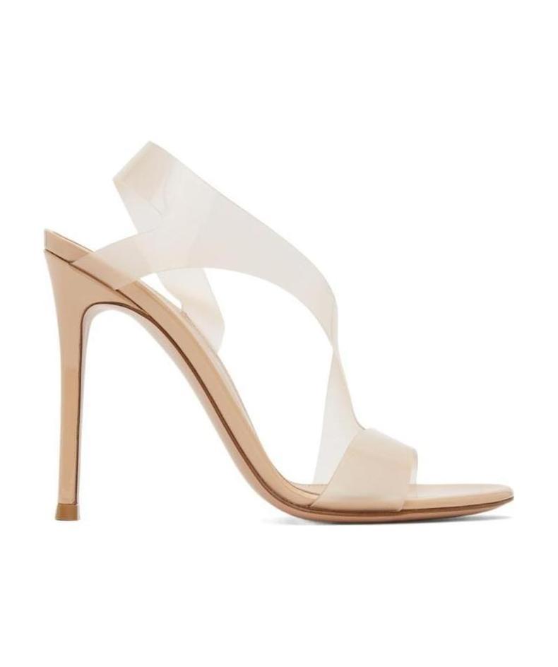 GIANVITO ROSSI CAMEL LOGO SANDALS