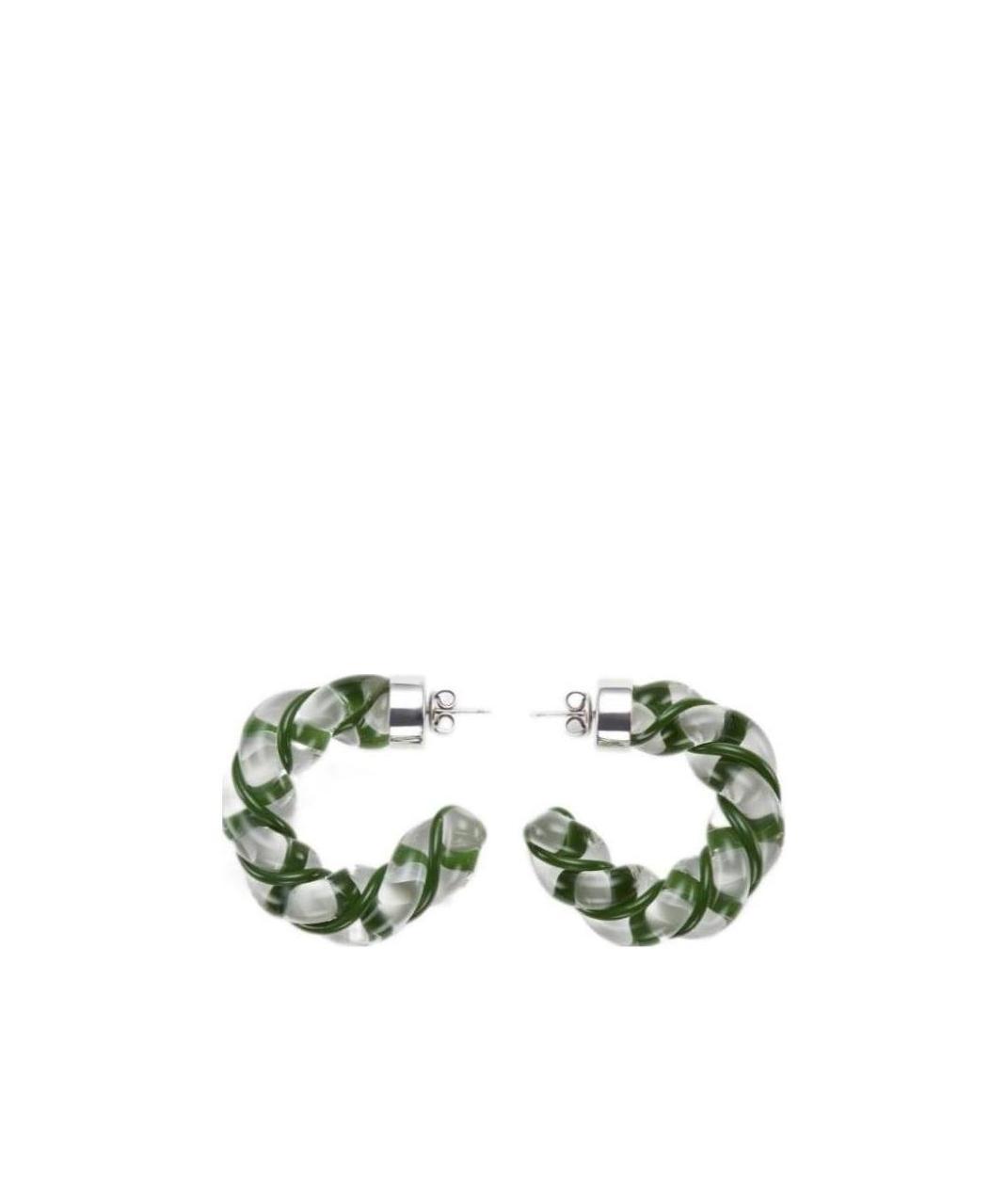 Bottega Veneta Twist Glass Hoop Earrings In Green