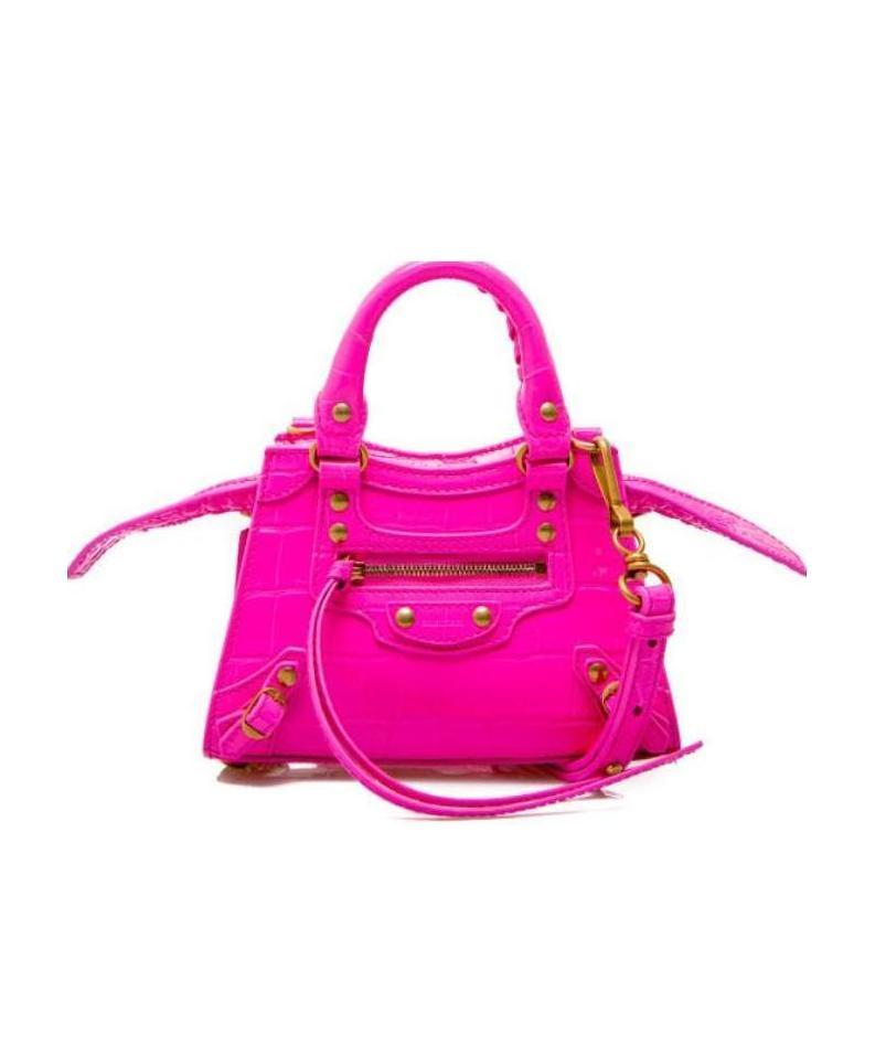 Balenciaga Alligator Effect Handbag In Pink