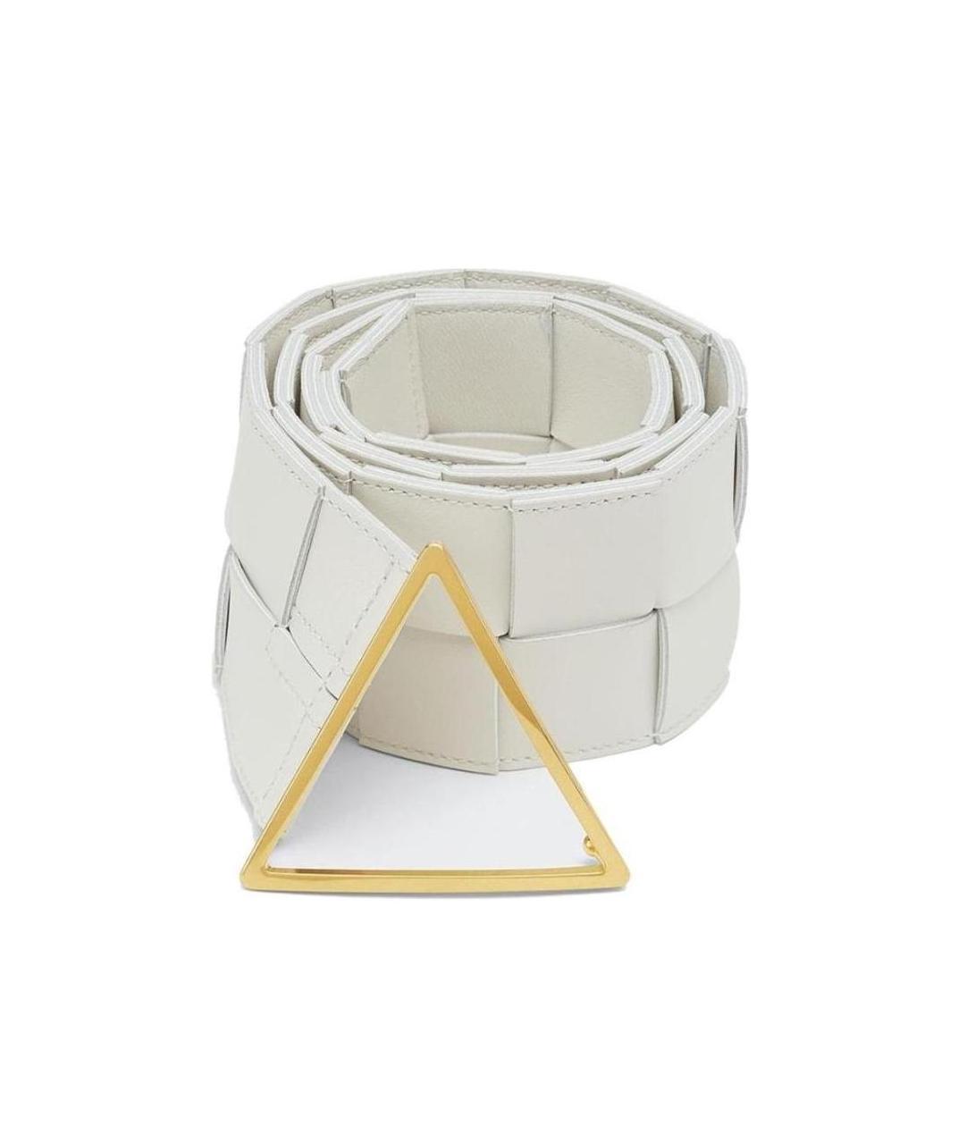 Bottega Veneta Maxi Intreccio Triangle-buckle Belt In White