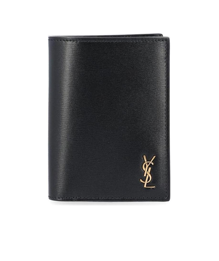 Saint Laurent Tiny Cassandre Credit Card Holder In Black