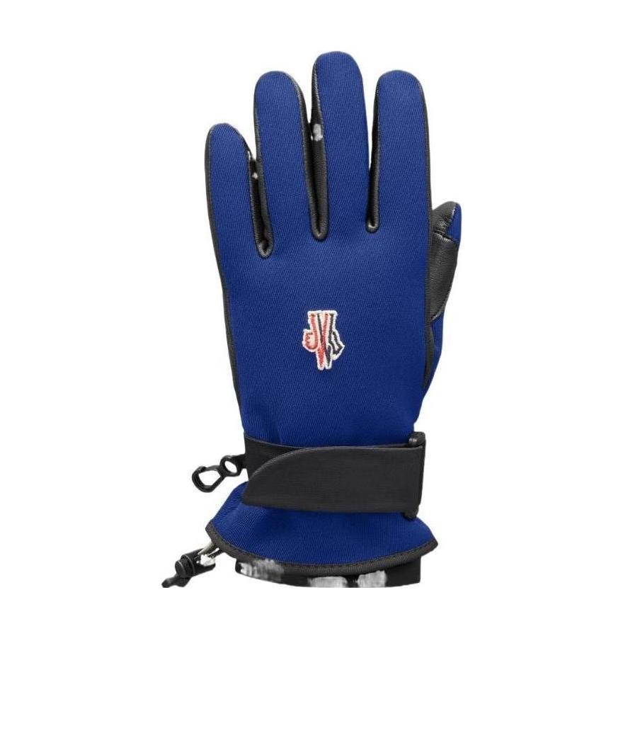 Moncler Label Stitched Leather Gloves In Black