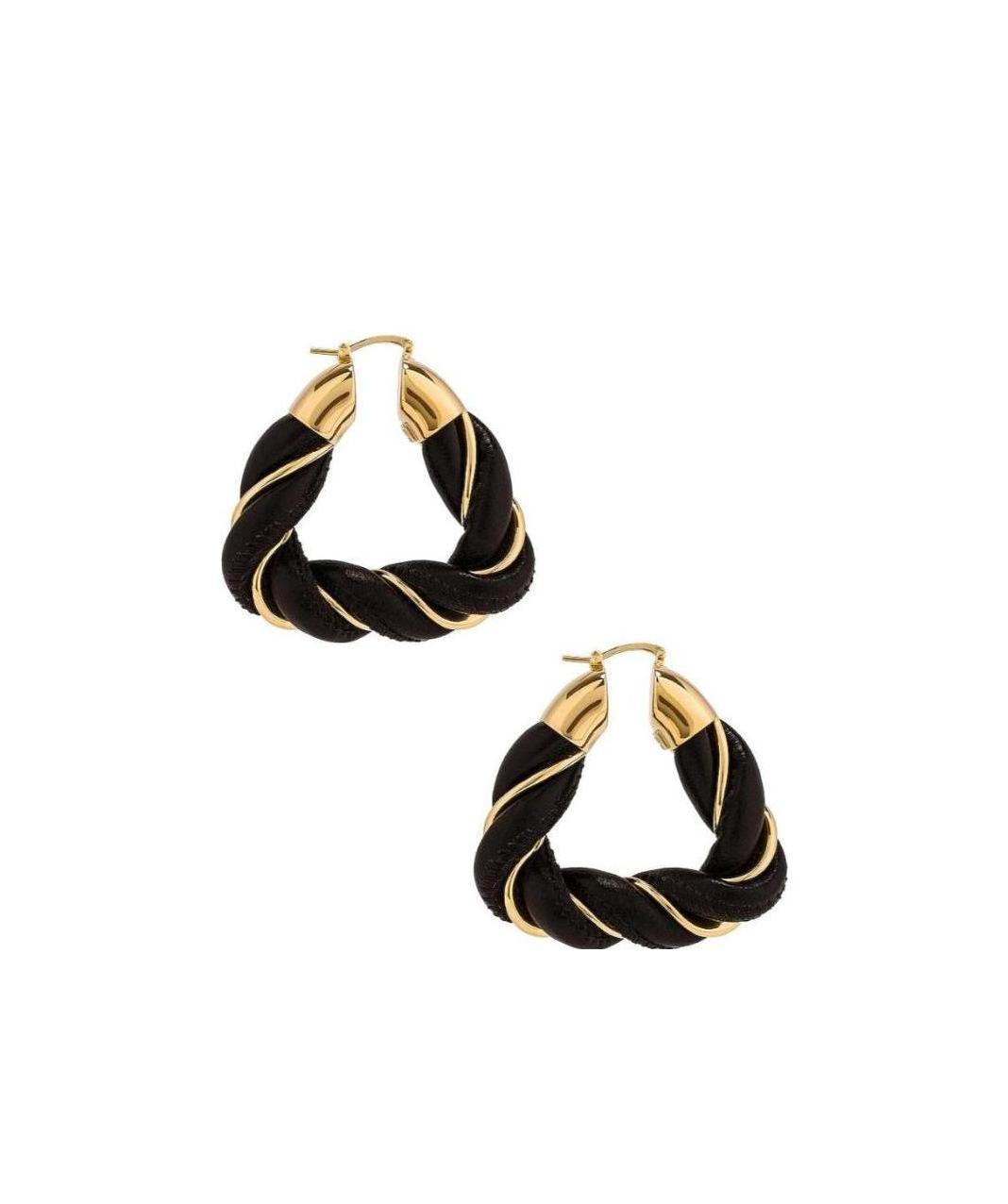 Bottega Veneta Twisted Triangle Hoop Earrings In Black
