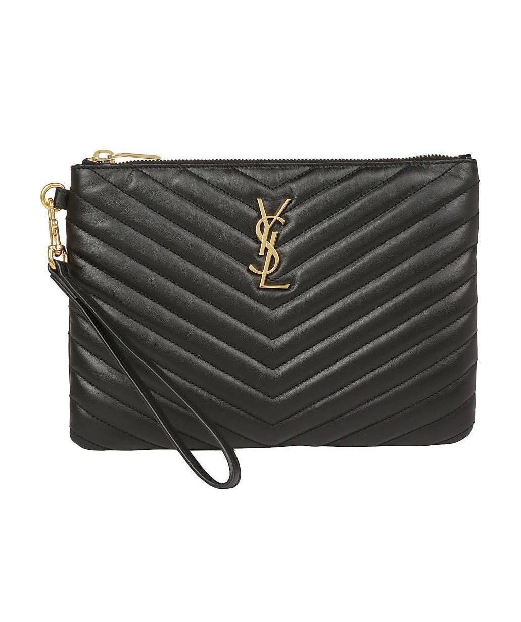 Saint Laurent Quilted Leather Purse In Black