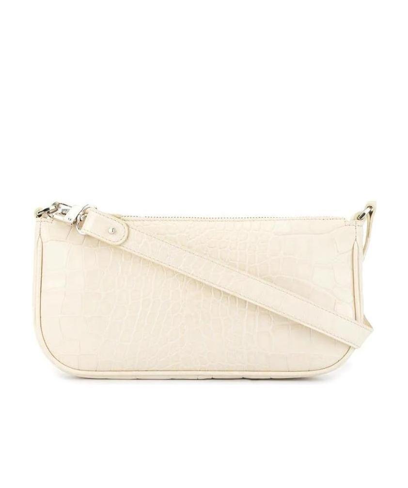 By Far Rachel Crocodile-embossed Shoulder Bag In White