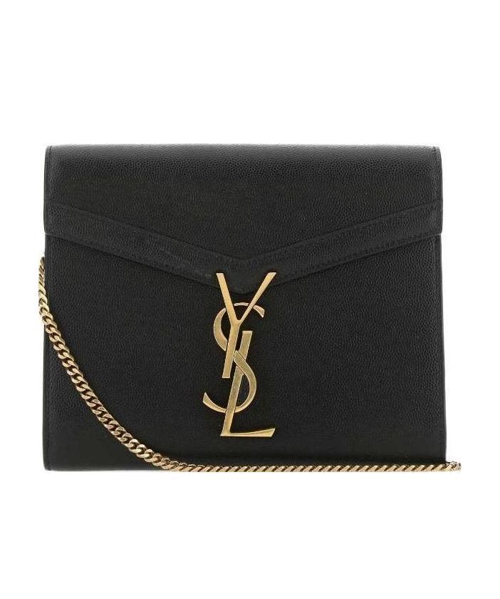 Saint Laurent Cassandra Chained Wallet In Black