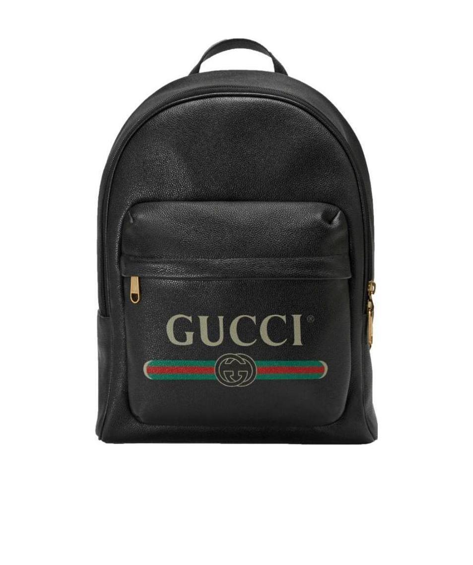 Gucci Print Leather Backpack In Black