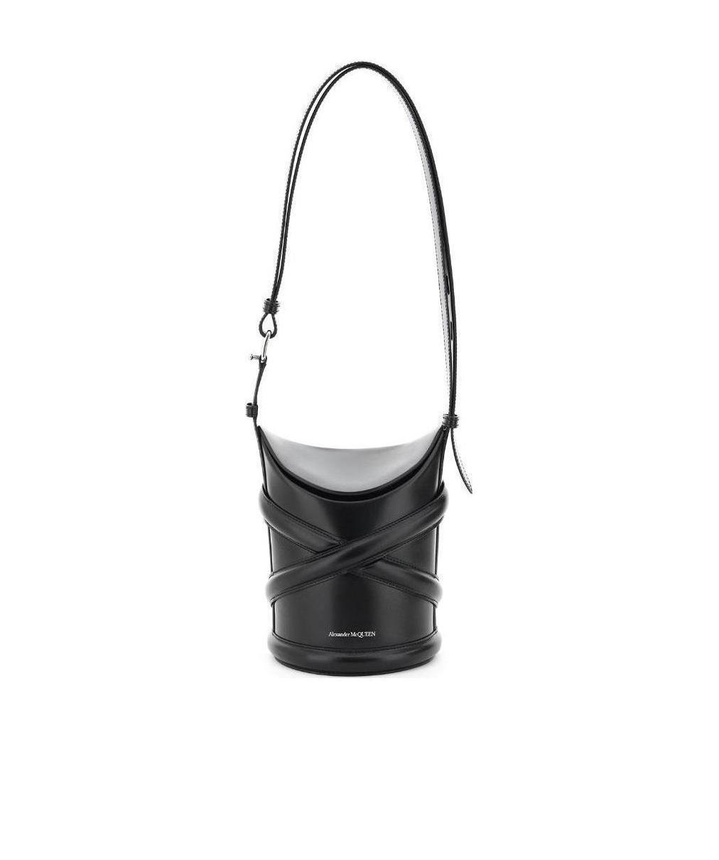 Alexander Mcqueen Black The Curve Small Leather Cross Body Bag In Black