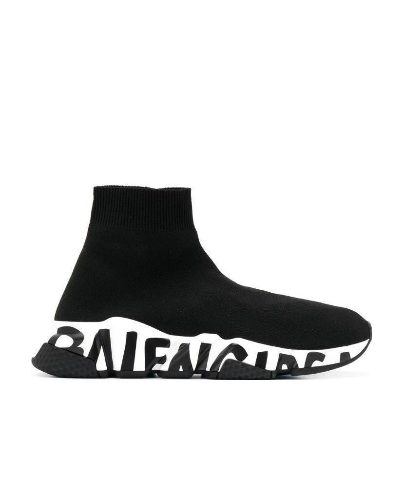BALENCIAGA SNEAKERS SPEED GRAFFITI IN MAGLIA RICICLATA DA DONNA IN NERO