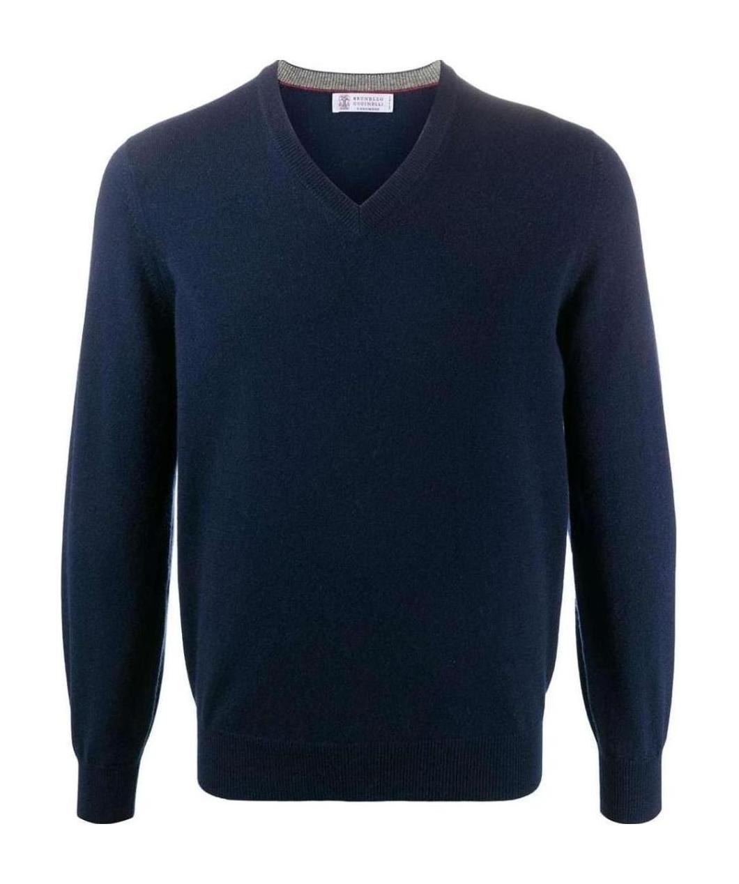 Brunello Cucinelli Men Ultrafine Virgin Wool Sweater In Blue