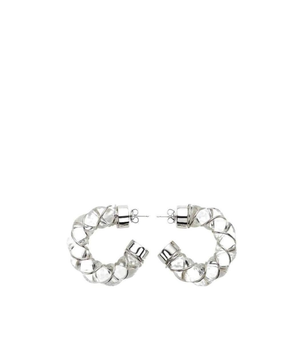 Bottega Veneta Twisted Glass Hoop Earrings In White