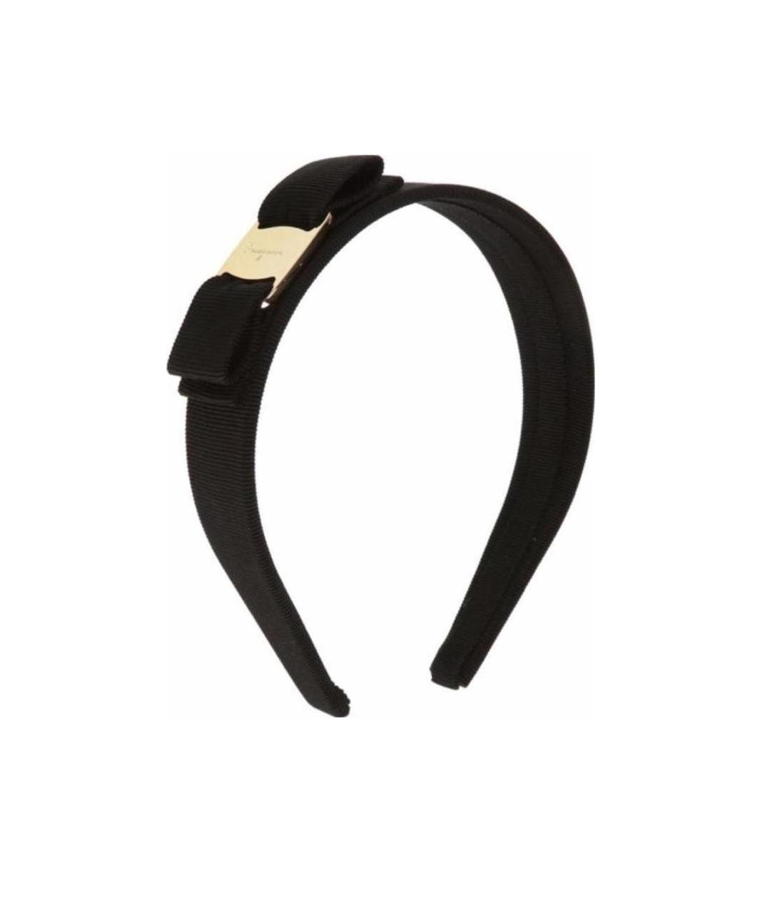 Ferragamo Black Headband With Bow And Logo Plaque In Black