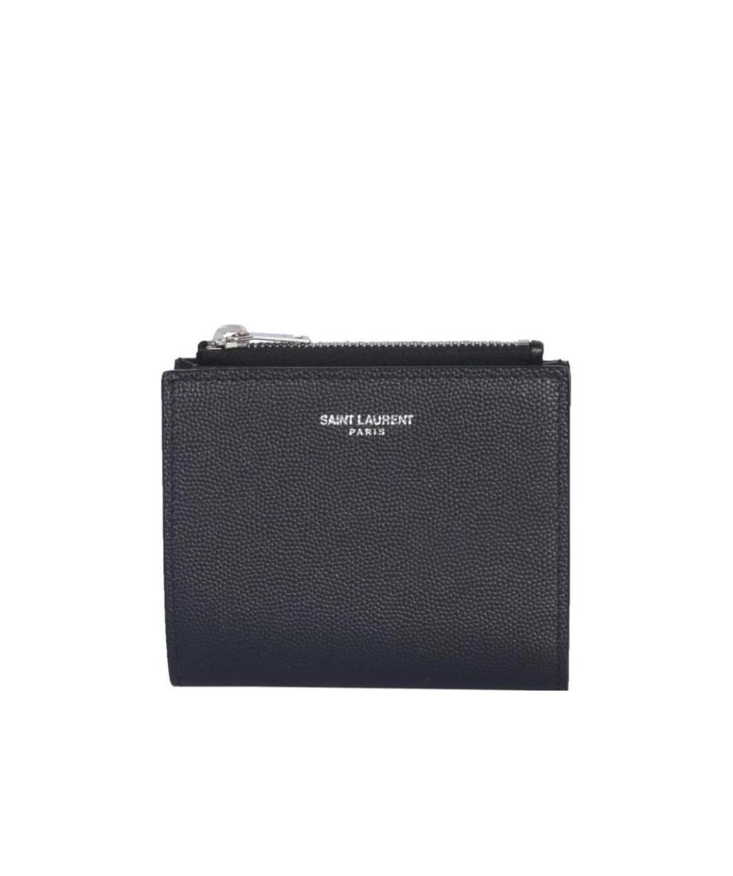 Saint Laurent Grainy Zipped Card Case In Black