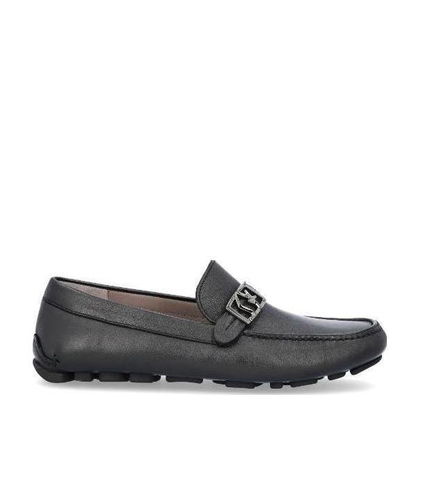 Ferragamo Leather Driver Loafers In Black