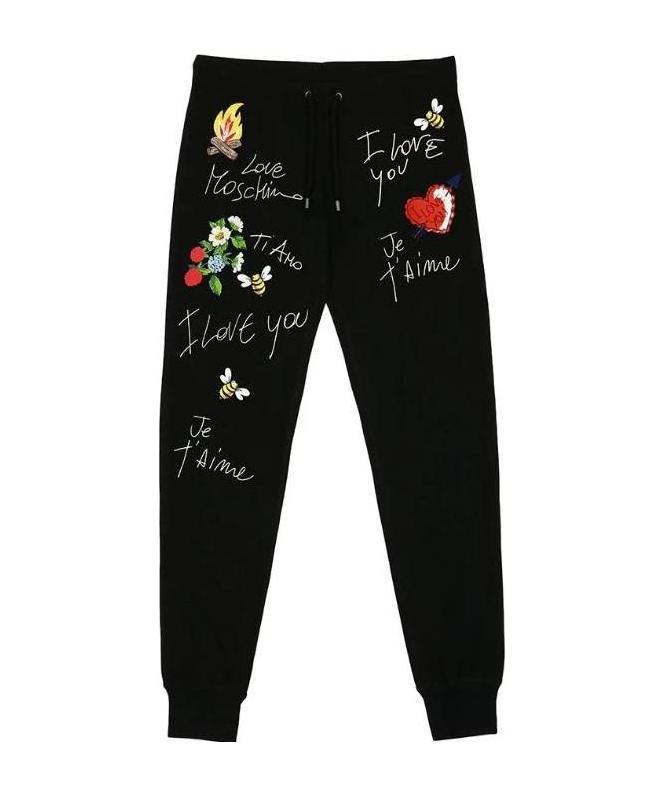 Moschino Logo Embroidered Sweatpants In Black