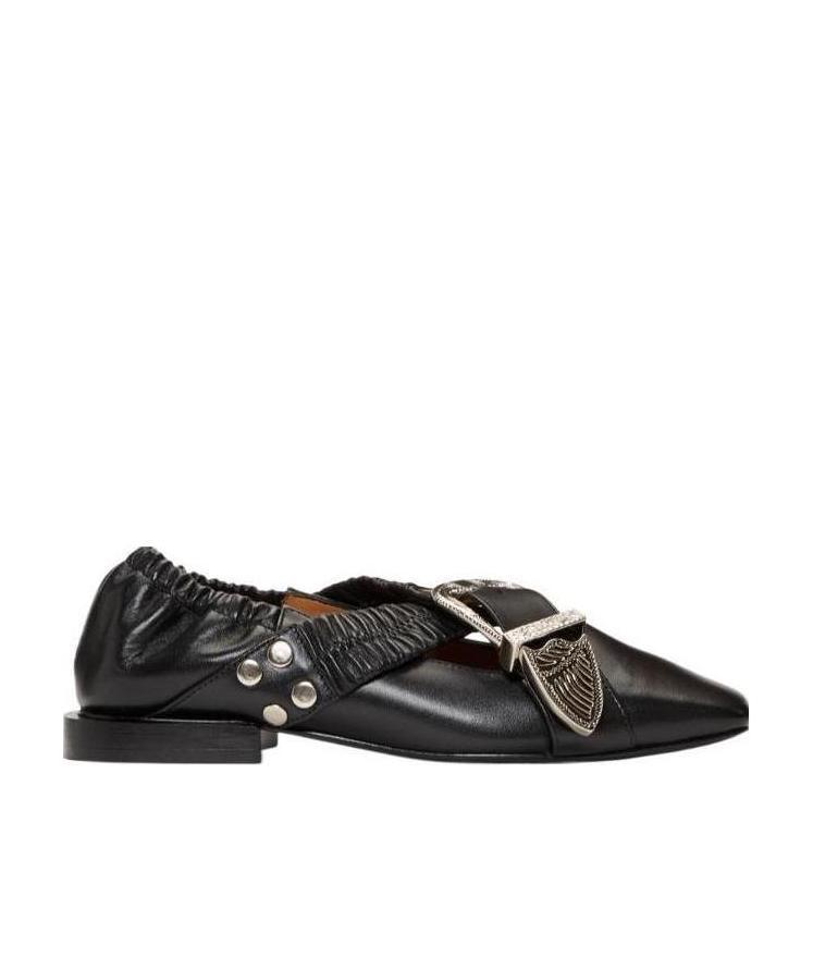 Toga Buckle Ballet Shoes In Black