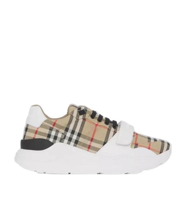 Burberry Vintage Check-pattern Touch-strap Sneakers In White