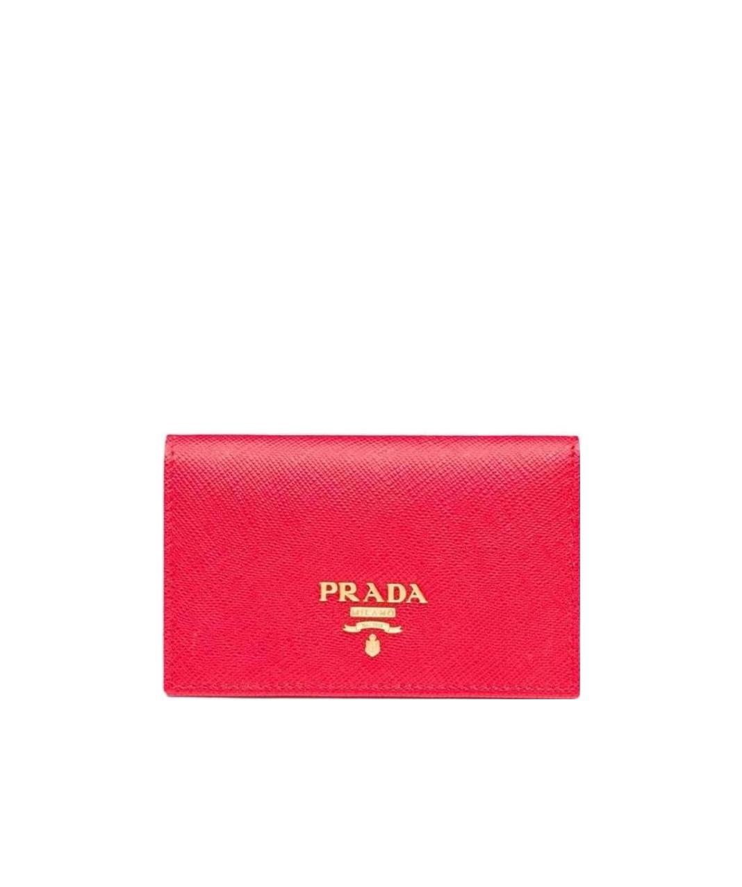 Prada Triangle Logo Patent Leather Wallet In Red