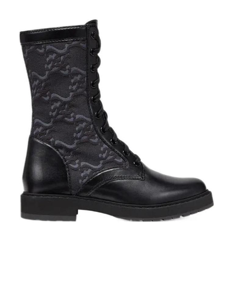 Fendi Logo-debossed Combat Boots In Black