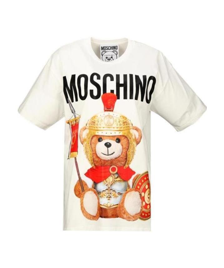 Moschino Bear Printed T-shirt In Gray