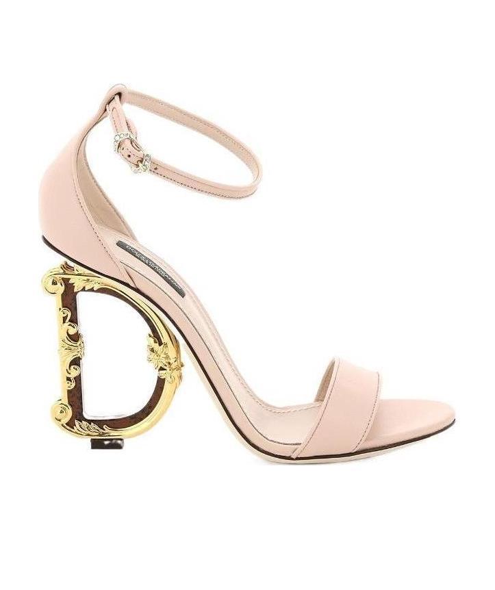Dolce & Gabbana Logo Open-toed High-heeled Sandals In Nude