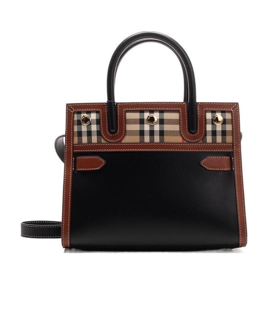Burberry Mini Two-handle Title Bag In Black