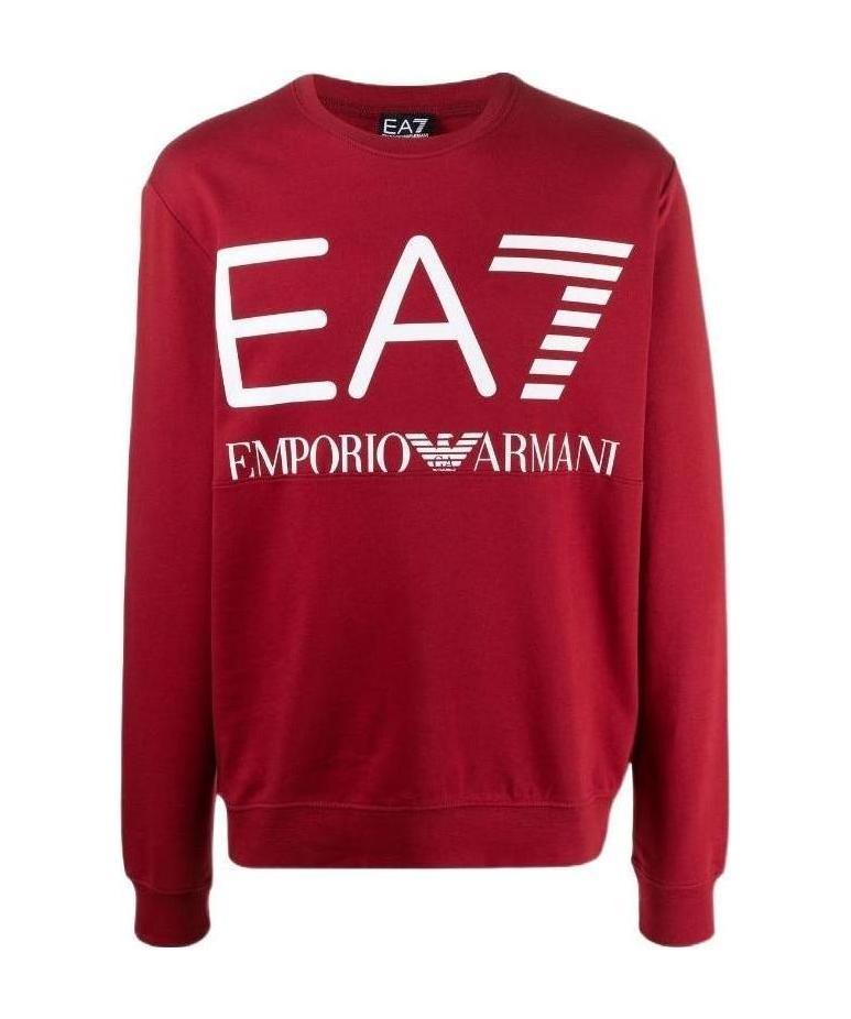 Ea7 Logo-print Cotton Sweatshirt In Red