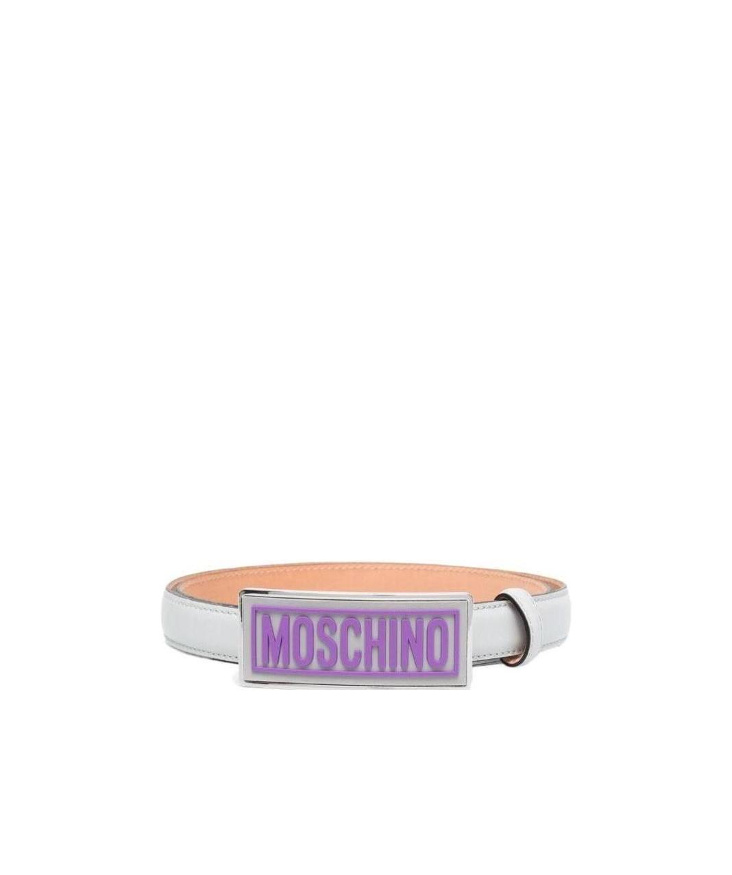 Moschino Belt With Enameled Buckle In Gray