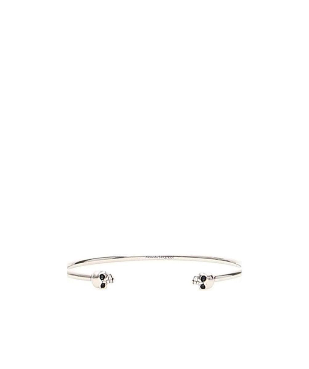 Alexander Mcqueen Silver-tone Metal Skull-embellished Cuff Bracelet In White