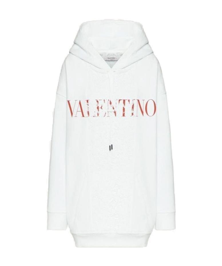 Valentino Logo-print Hoodie In White