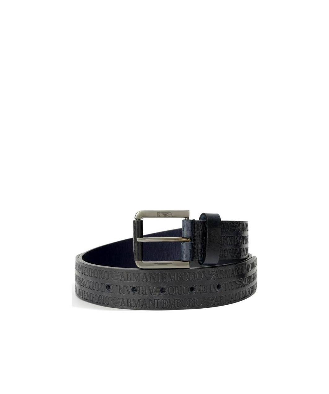 Emporio Armani Square Buckle Belt In Black