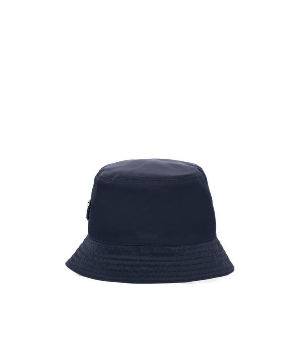 Prada Logo Plaque Wool Bucket Hat In Black