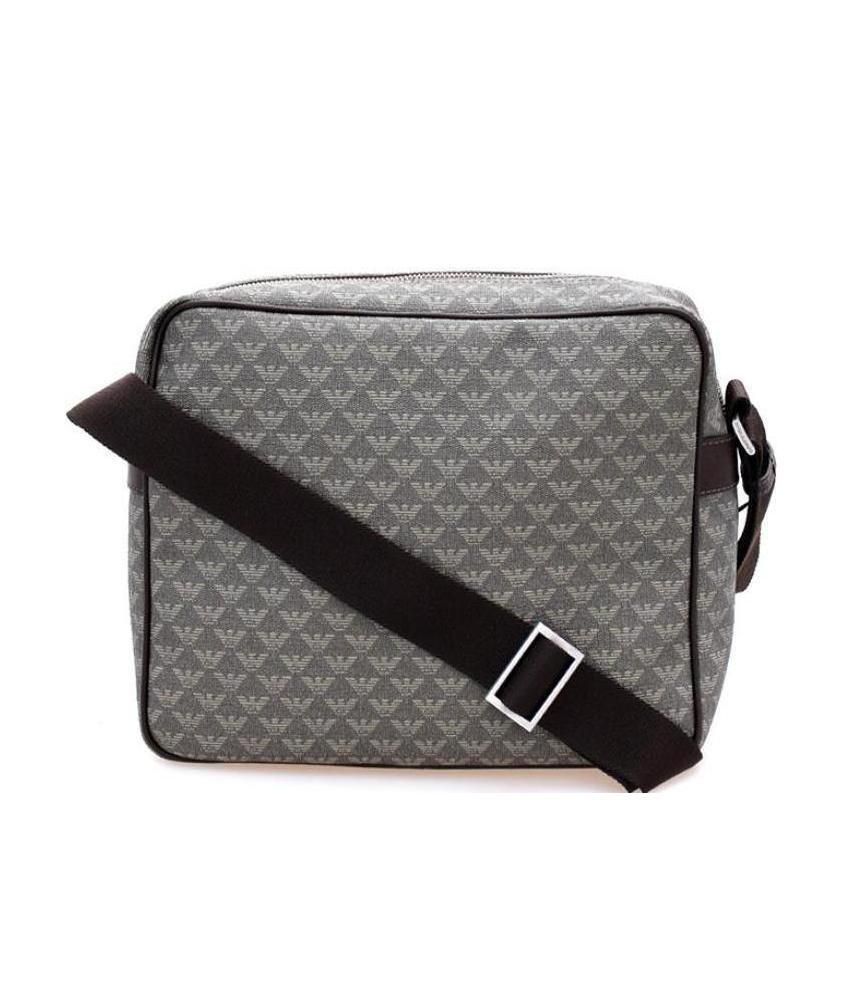 Emporio Armani Logo Details Satchel In Gray