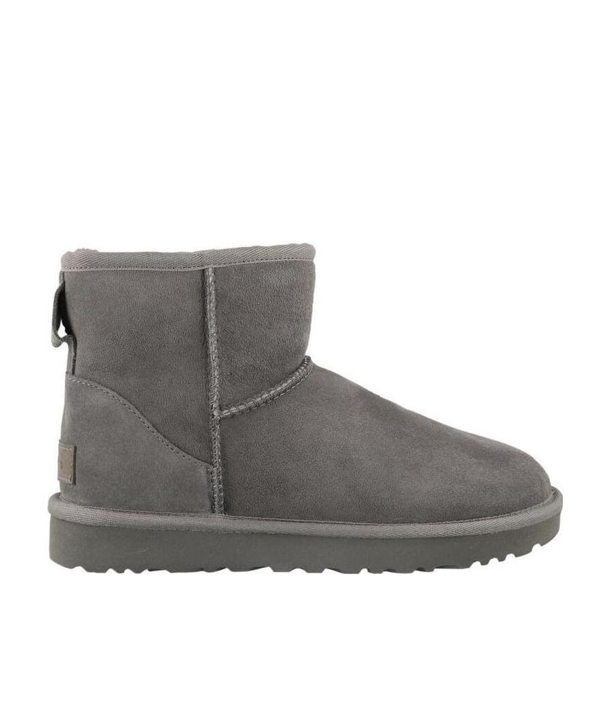Ugg Classic Mini Ii Suede Boots With Shearling Lining In Gray