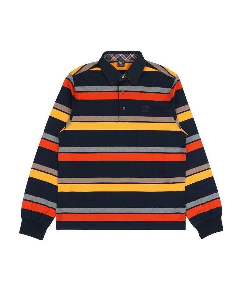 Shop Paul & Shark Striped Long-sleeved Polo Shirt In Black