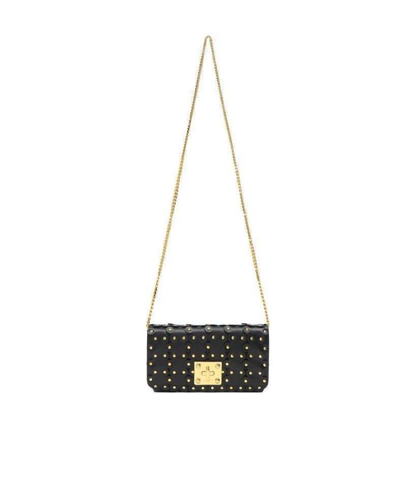 Red Valentino Rivet Inlaid Shoulder Bag In Black