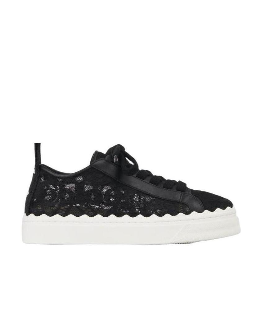 Shop Chloé Lauren Lace Low-top Sneakers In Black