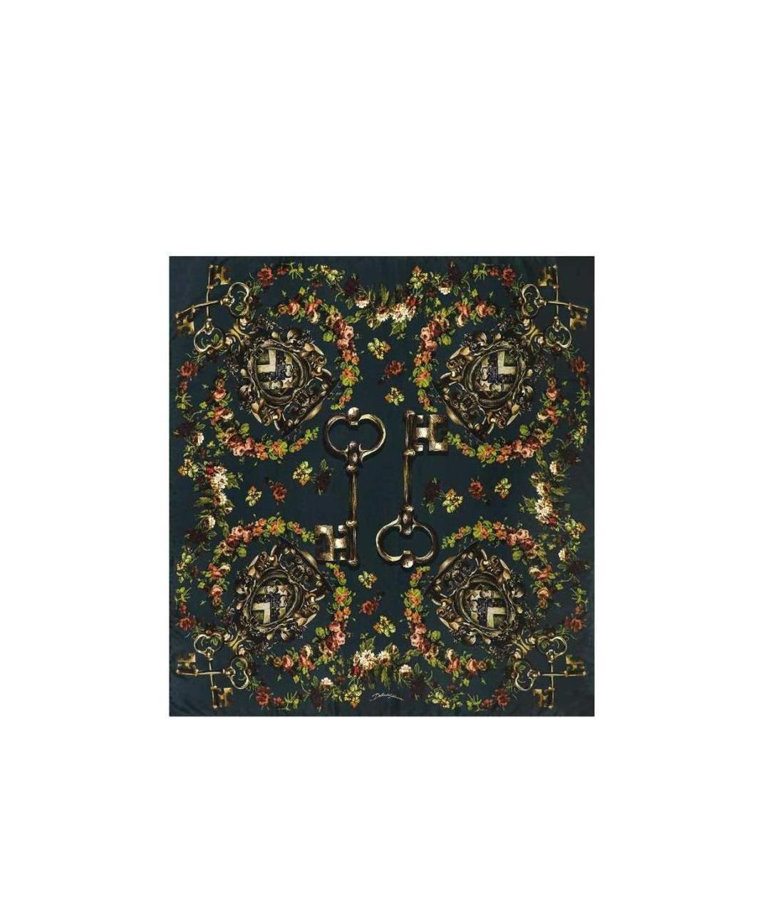Dolce & Gabbana Silk Printed Scarf In Green