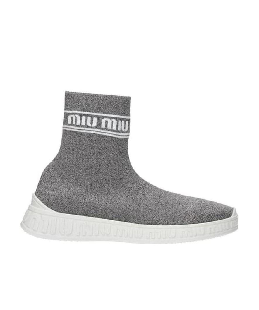 Miu Miu Logo Casual Sneakers In Gray