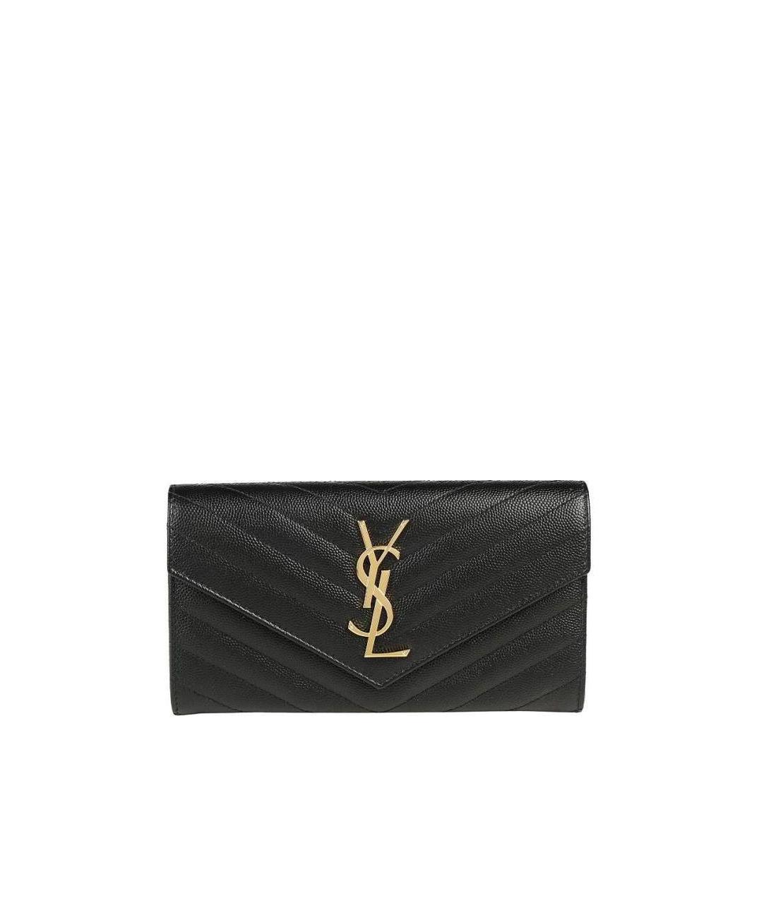 Saint Laurent Cassandre Matelassé Large Flap Wallet In Grain De Poudre Leather Accessories In Black