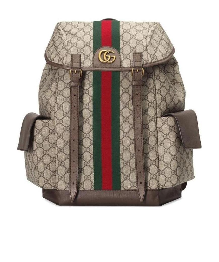 Gucci Monogram Pattern Backpack In Neutral