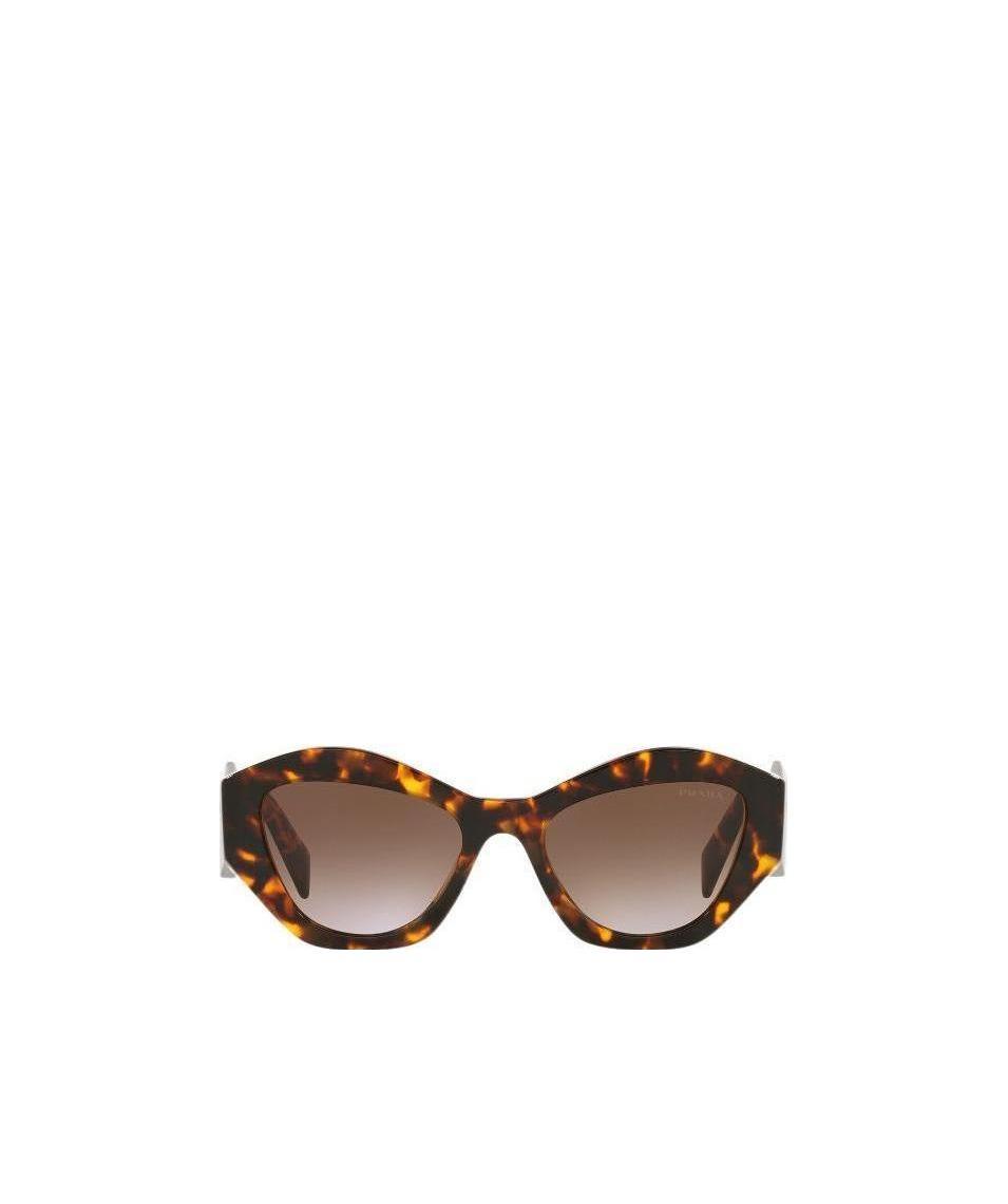 Prada Eyewear Logo-printed Angular-frame Sunglasses In Brown