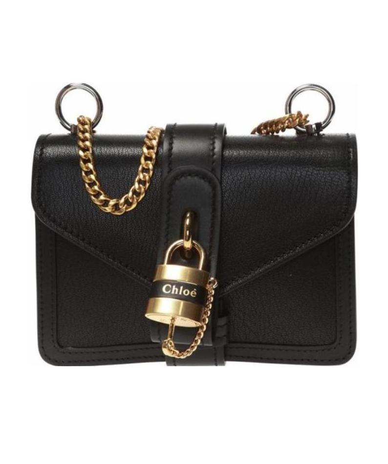Chloé Mini Aby Chain Shoulder Bag In Black