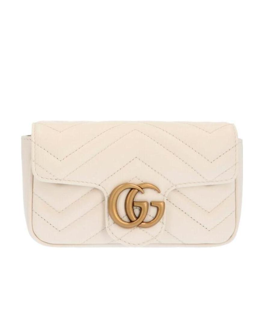 Gucci Gg Marmont Super Mini Matelasse Leather Shoulder Bag In White