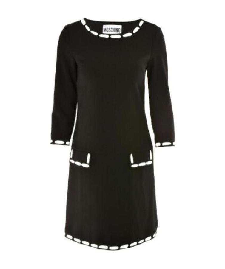 Moschino Round Neck Long-sleeved Dress In Black