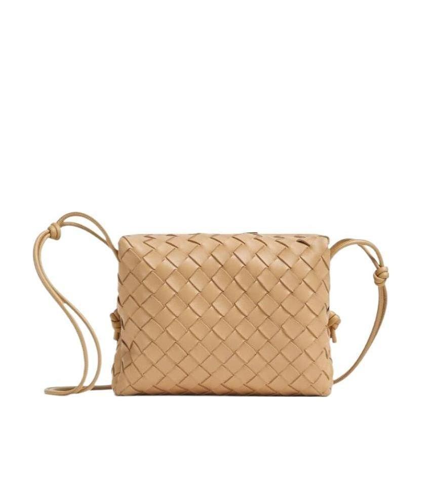 Bottega Veneta Loop Small Intrecciato Leather Shoulder Bag In Nude