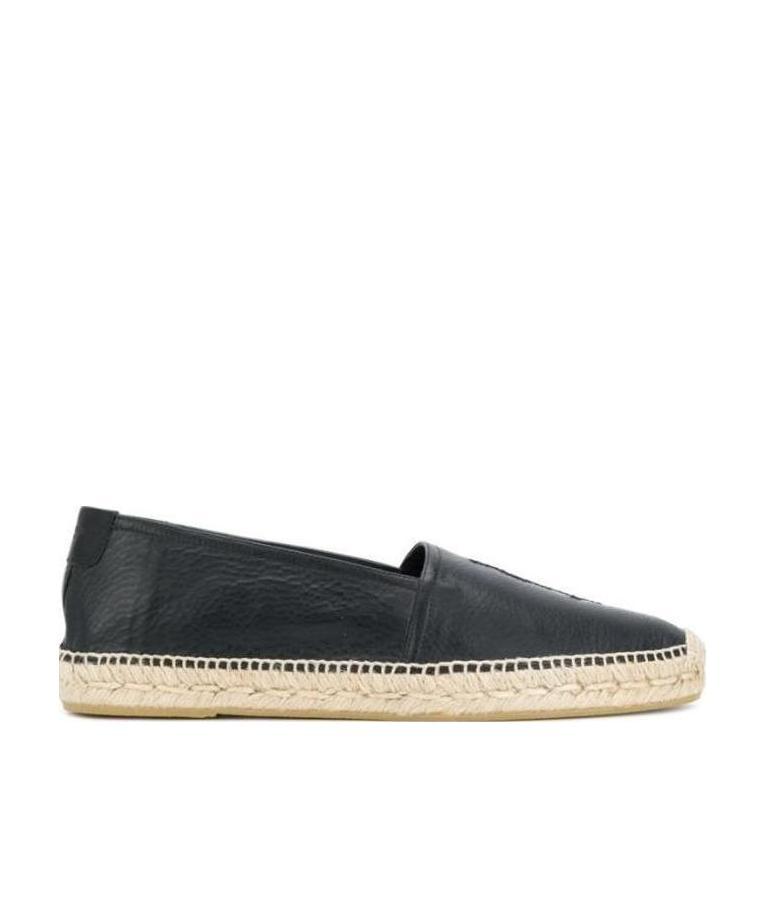 Saint Laurent Logo Espadrilles In Black In Black