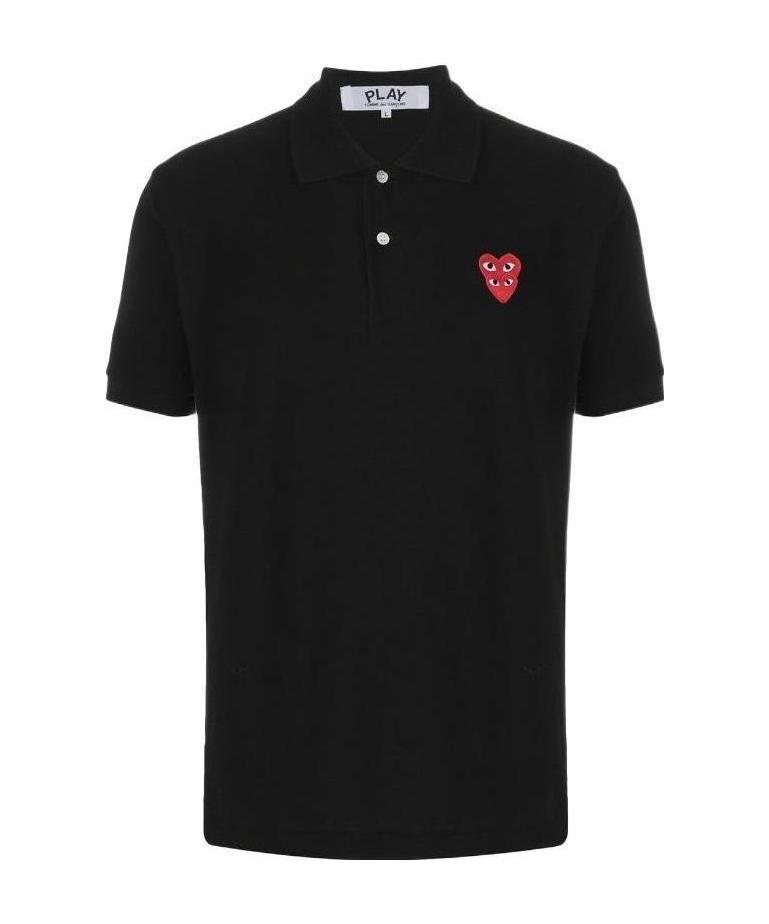 Comme Des Garçons Play Polo Shirt With Ribbed Collar And Straight Hem In Black