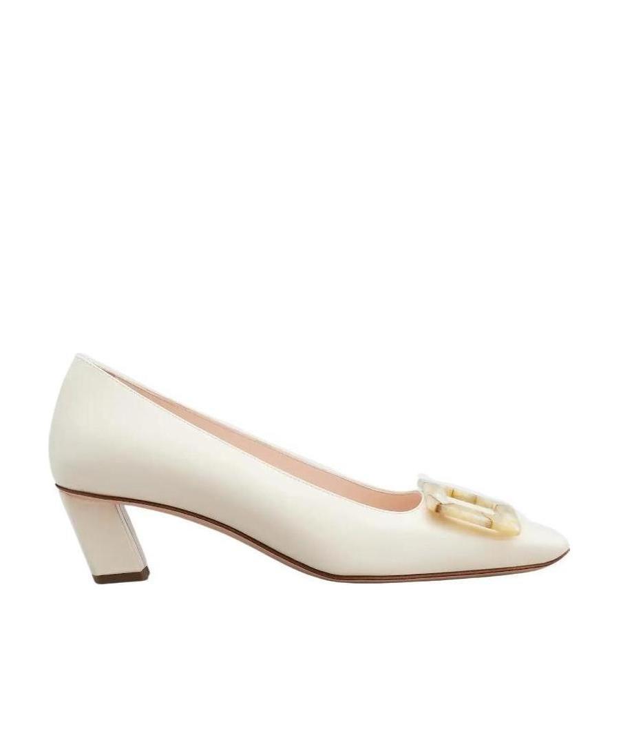 Roger Vivier Belle Vivier 45 Mother-of-pearl Buckle Pumps In Leather In White